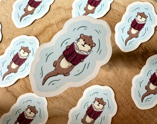 Floating Otter Die Cut Sticker
