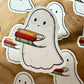 Ghost & Books Die Cut Sticker