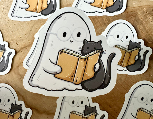 Ghost & Cat Die Cut Sticker