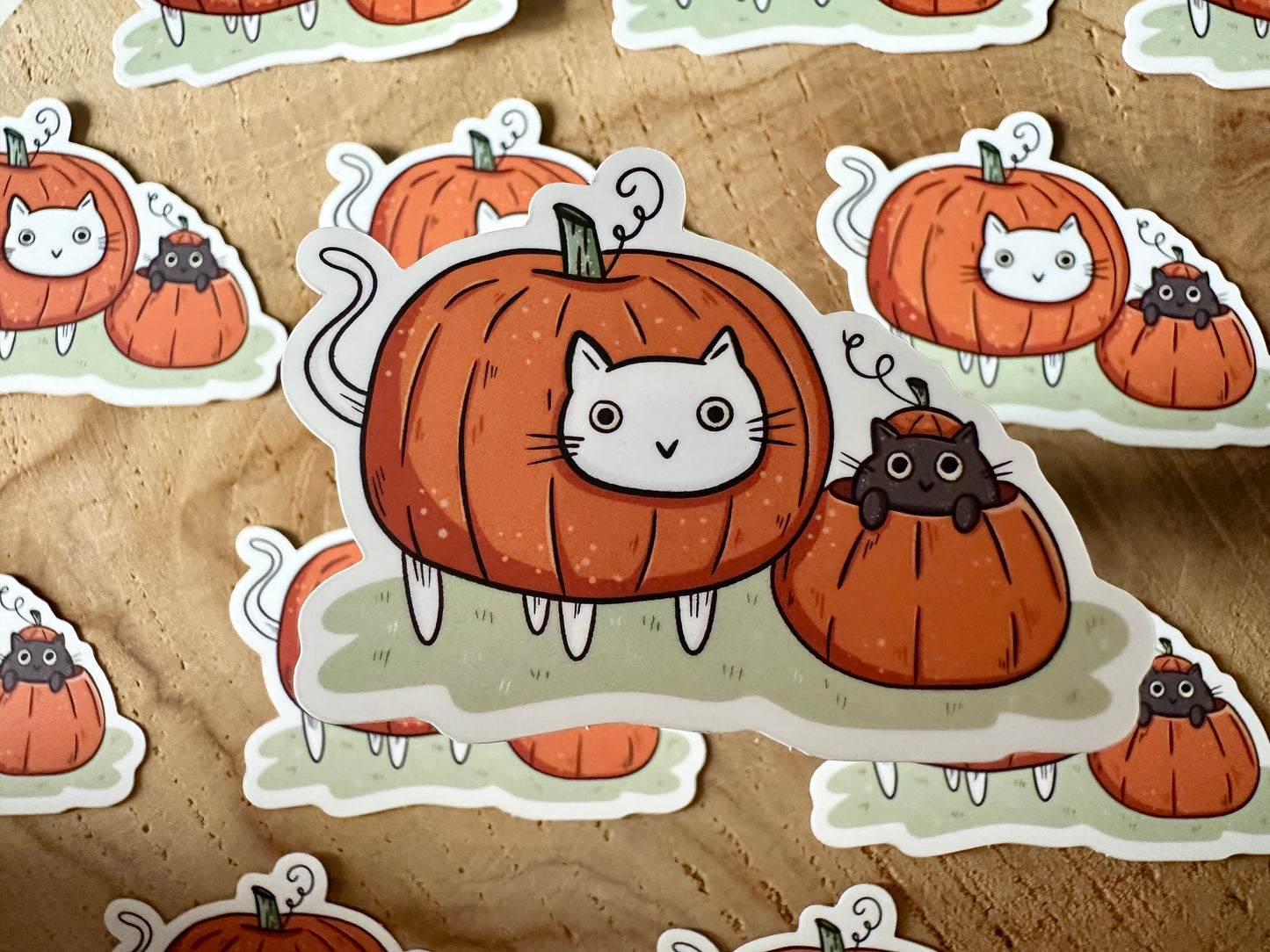 Cats & Pumpkins Die Cut Sticker