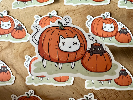 Cats & Pumpkins Die Cut Sticker