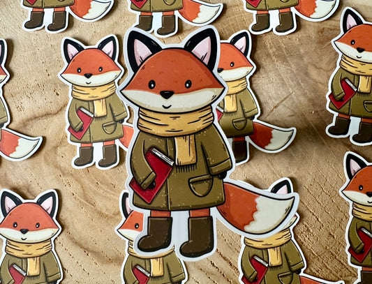 Autumn Fox Die Cut Sticker