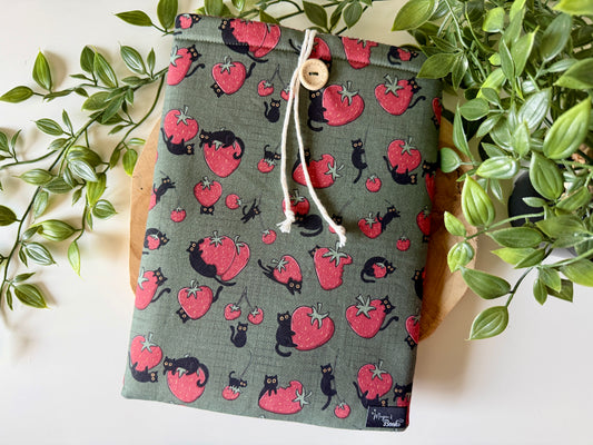 XL Black Cats & Strawberries Booksleeve (Own Design)