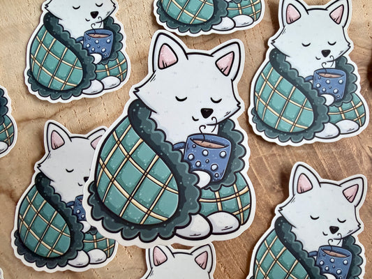 Gemütlicher Polarfuchs Aufkleber