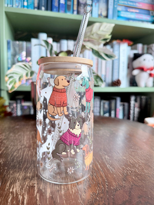Doggies in Sweaters Glazen Tumbler 