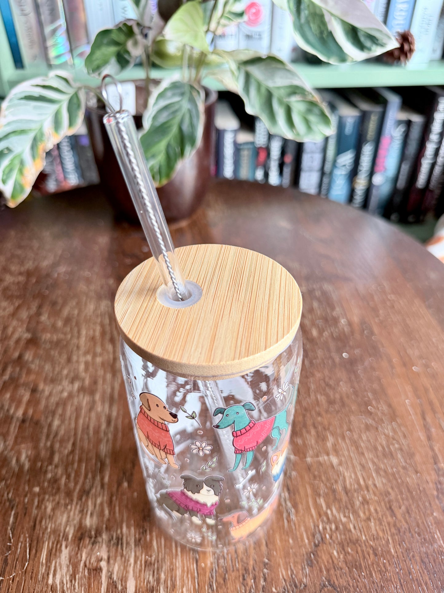 Doggies in Sweaters Glass Tumbler