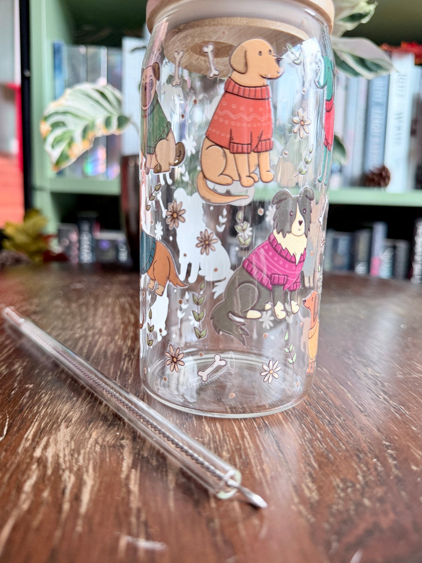 Doggies in Sweaters Glass Tumbler