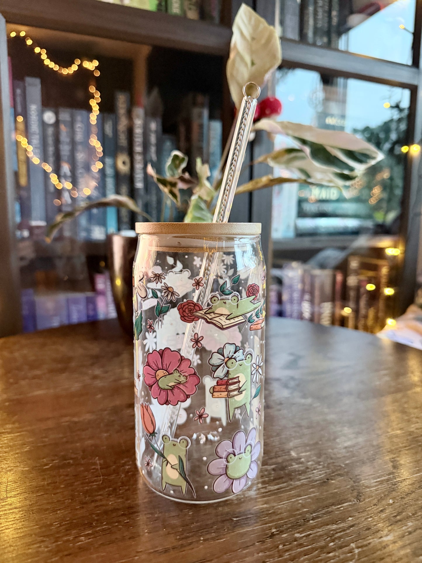 Froggie's Flowers Glass Tumbler