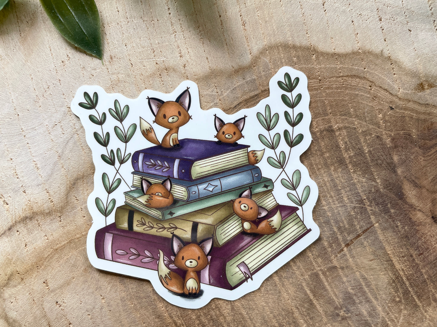 Foxes & Books Die Cut Sticker