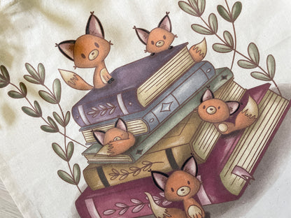 Foxes & Books Tote Bag