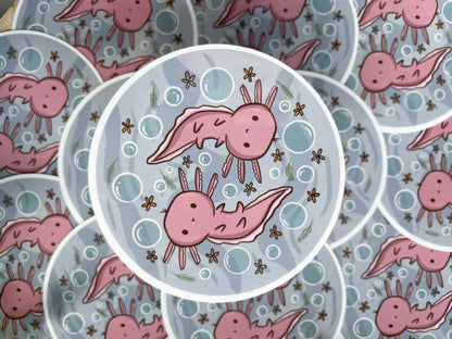 Two Axolotls Die Cut Sticker
