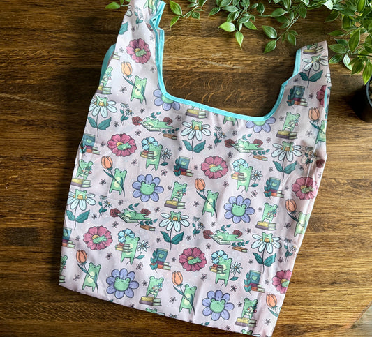Froggie's Flowers Reusable Foldable Bag