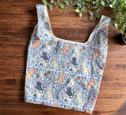 Cats & Flowers Reusable Foldable Bag