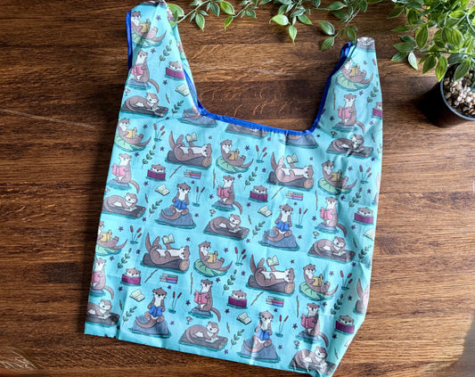 Reading Otters Reusable Foldable Bag