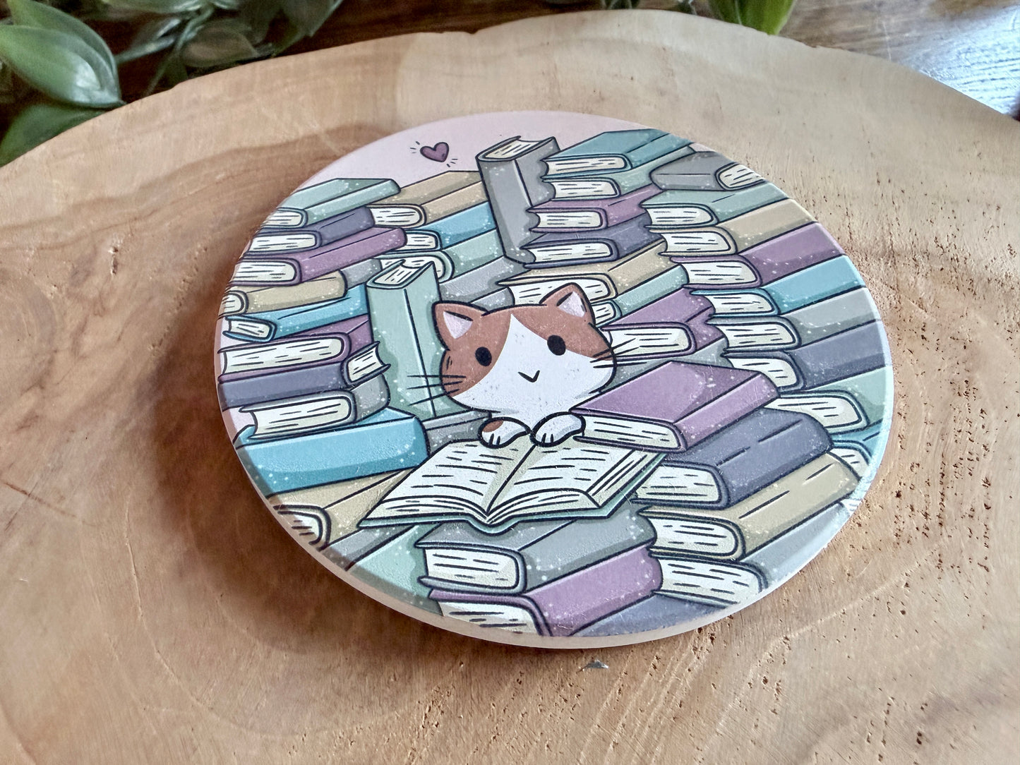 Cat Book Stack Coaster