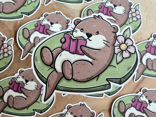 Lily Pad Otter Die Cut Sticker
