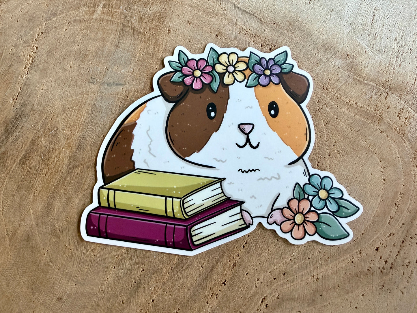 Autocollant découpé Flower Crown Guinea Pig