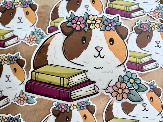 Flower Crown Guinea Pig Die Cut Sticker