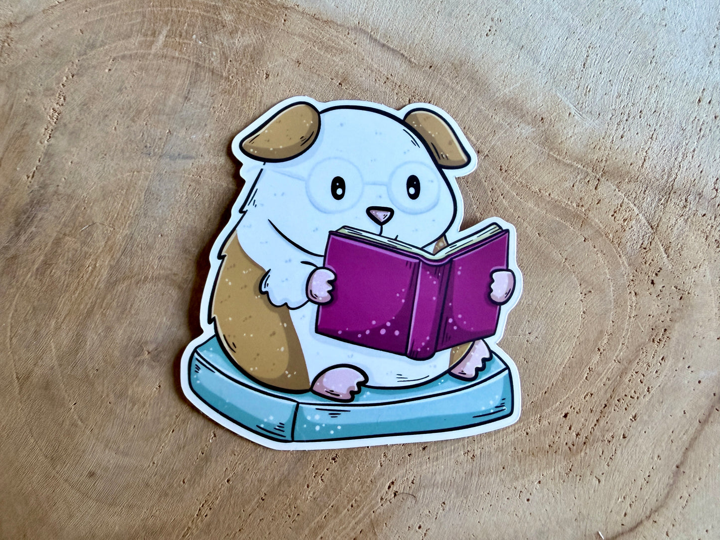 Autocollant découpé Reading Guinea Pig