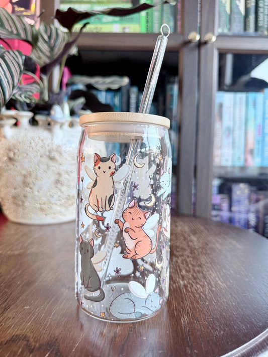 Fairy Cats Glass Tumbler