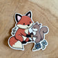Fox and Squirrel Die Cut Sticker