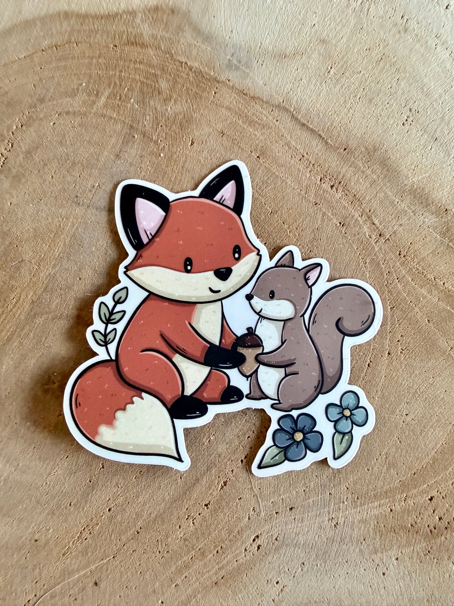 Fox and Squirrel Die Cut Sticker