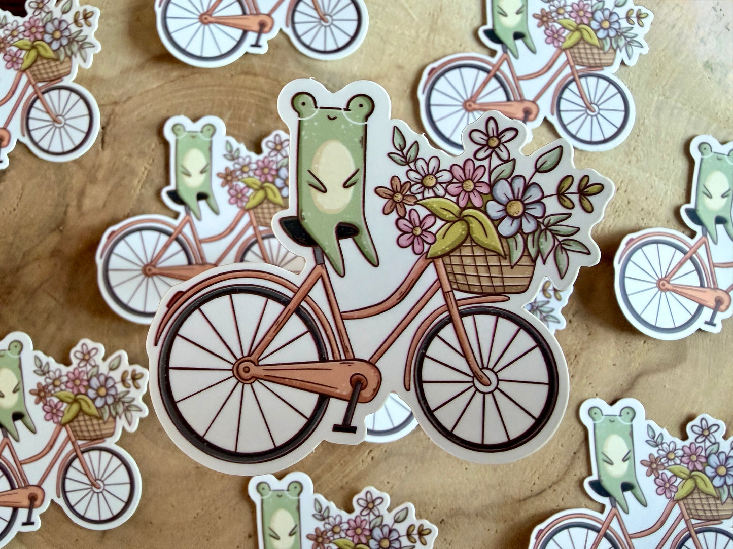Frog on Bicycle Stanzaufkleber