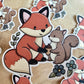 Fox and Squirrel Die Cut Sticker