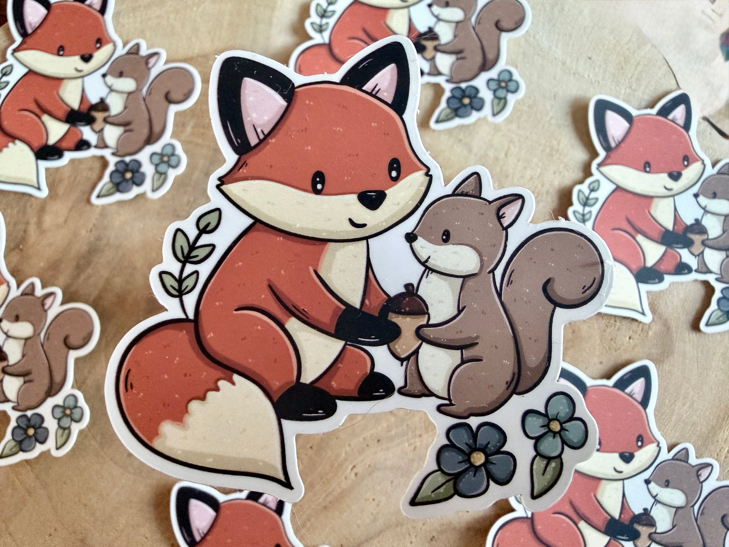 Fox and Squirrel Die Cut Sticker