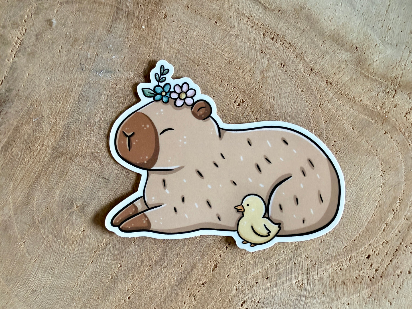 Capybara and Tiny Duck Die Cut Sticker