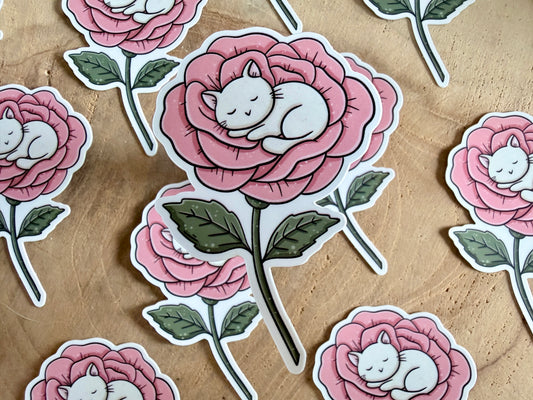 Flower Cat Die Cut Sticker