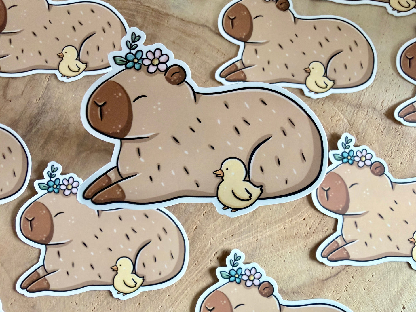 Capybara and Tiny Duck Die Cut Sticker