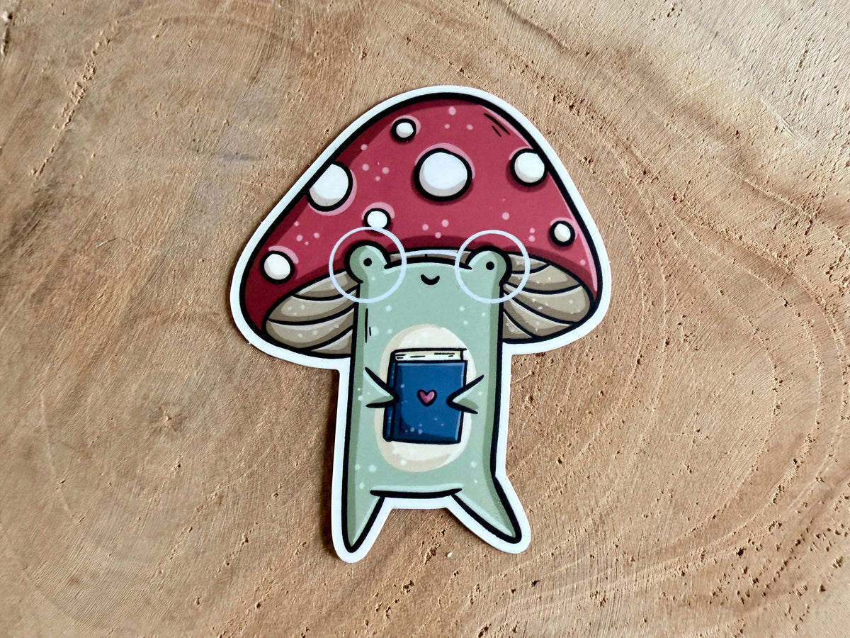 Frog & Mushroom Die Cut Sticker