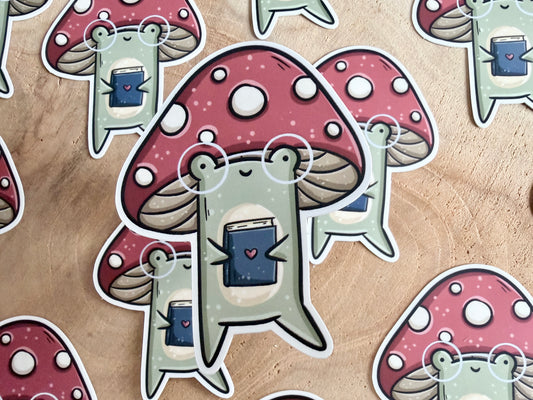 Frog & Mushroom Die Cut Sticker