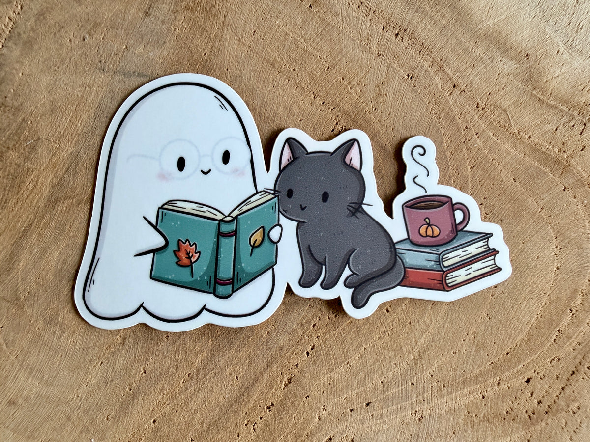 Ghost & Cat Die Cut Sticker