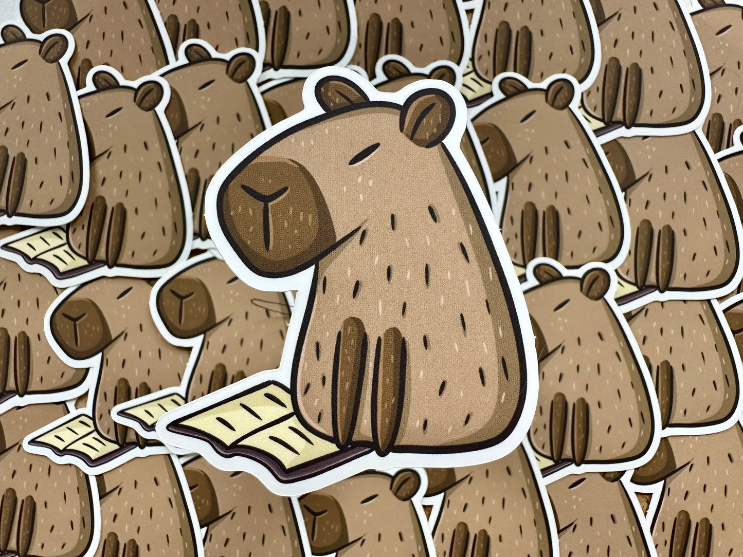 Reading Capybara Die Cut Sticker