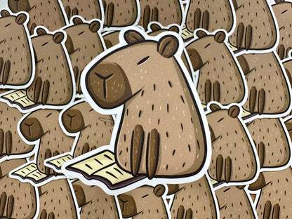 Autocollant Reading Capybara Die Cut