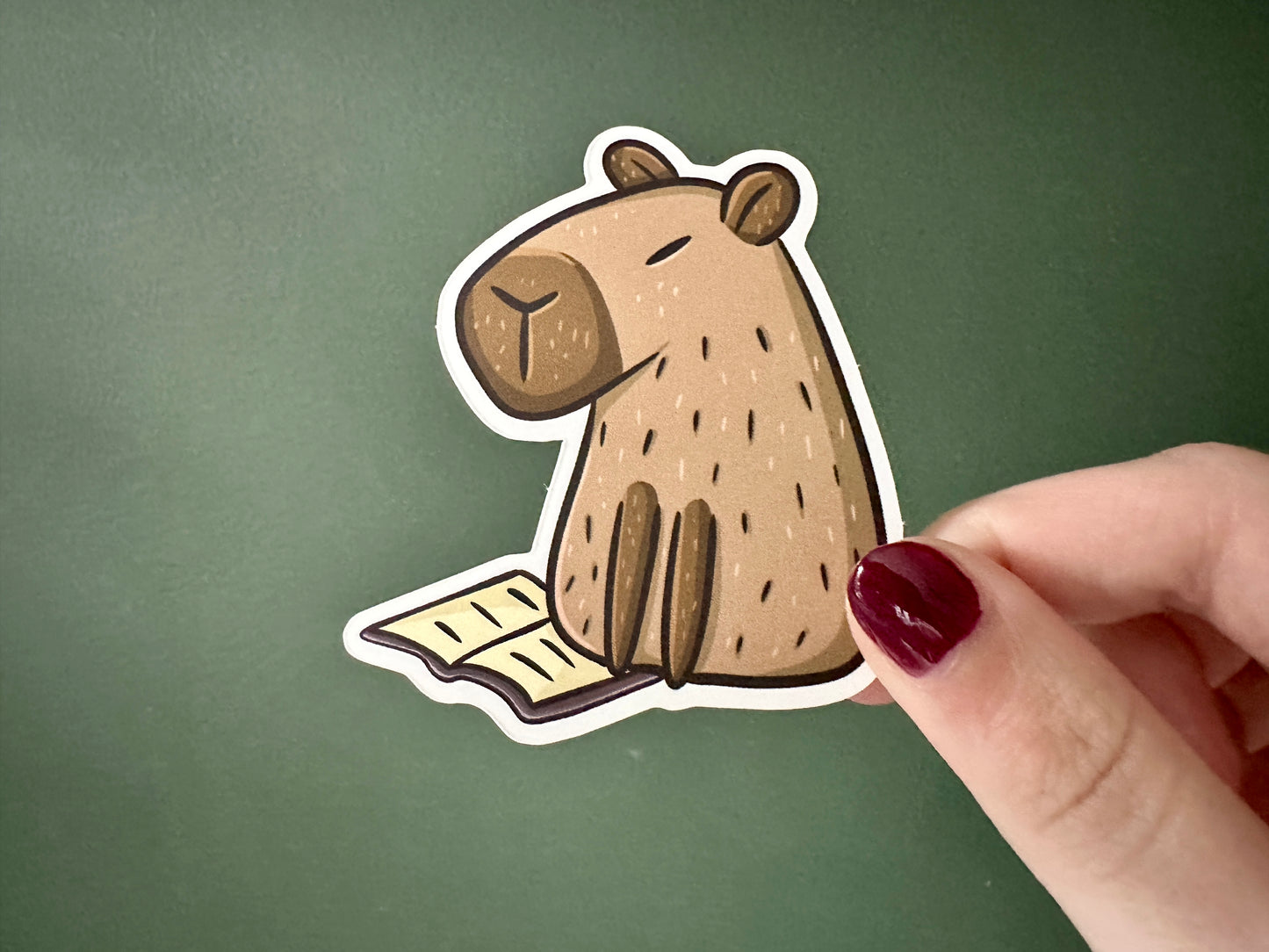 Autocollant Reading Capybara Die Cut