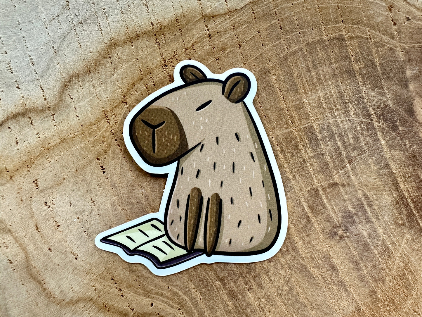 Autocollant Reading Capybara Die Cut