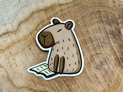 Reading Capybara Die Cut Sticker