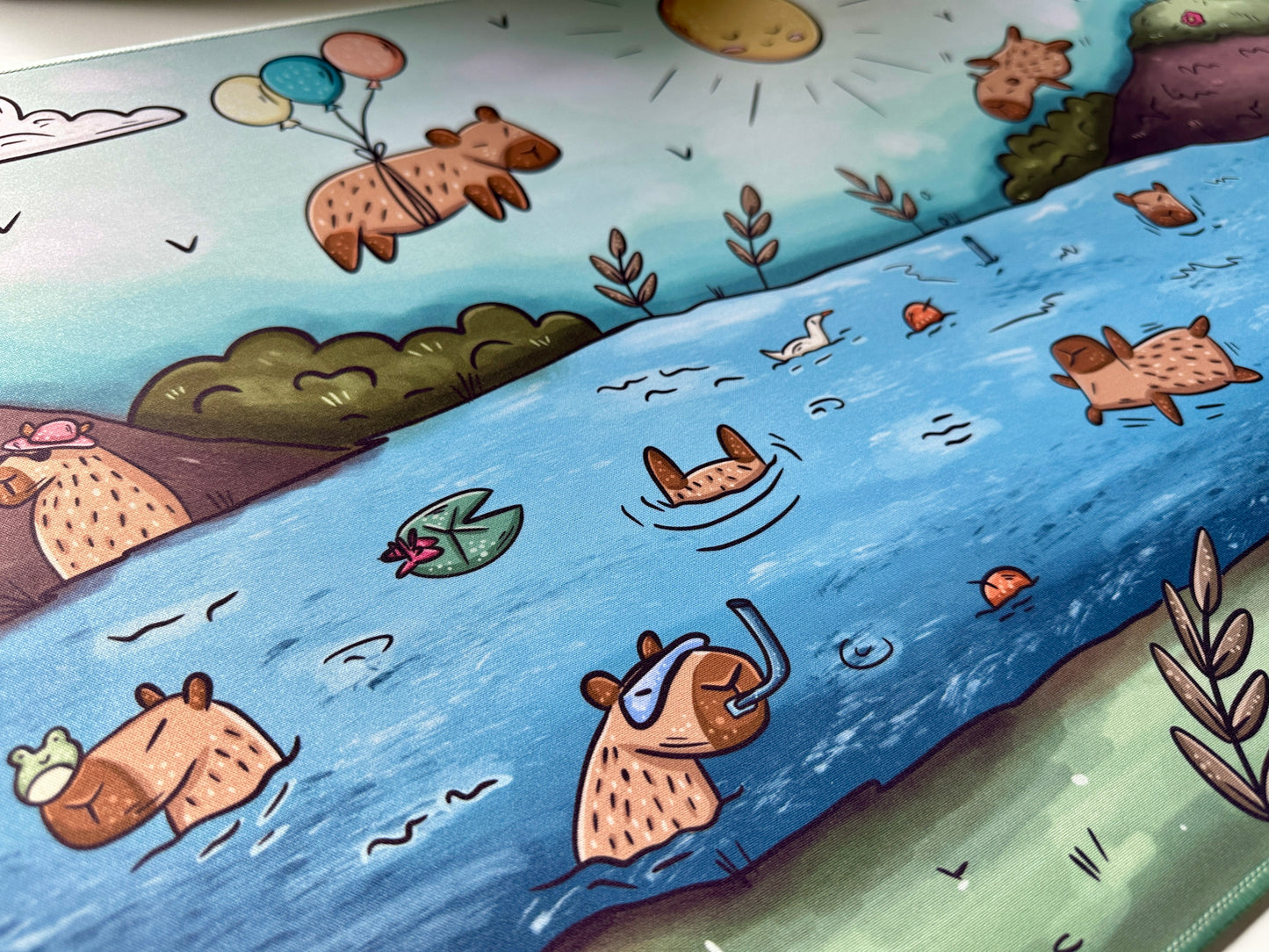 Capybara Lake Party Desk Mat / Gaming Mousepad