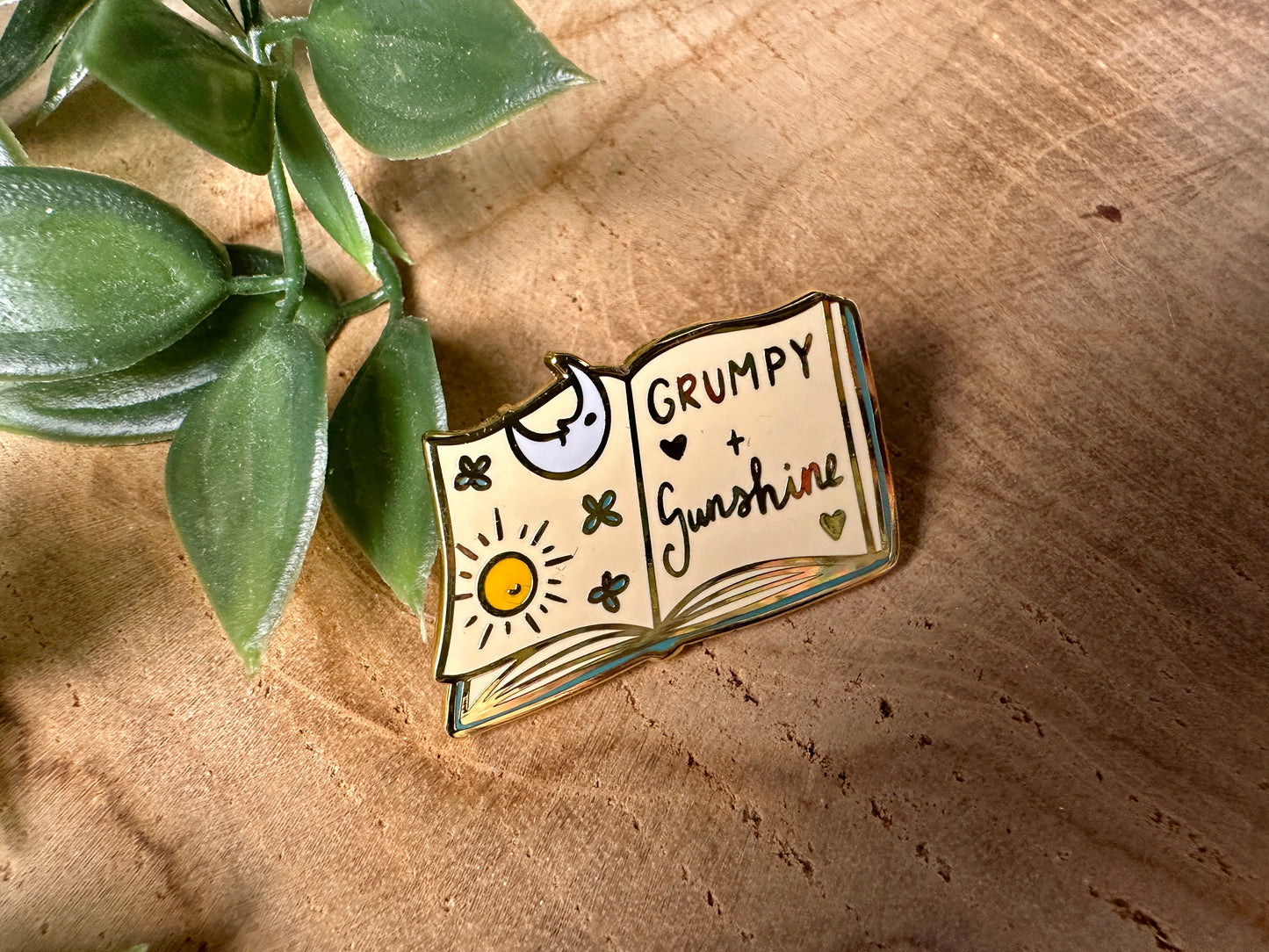 Grumpy + Sunshine Romance Trope Enamel Pin