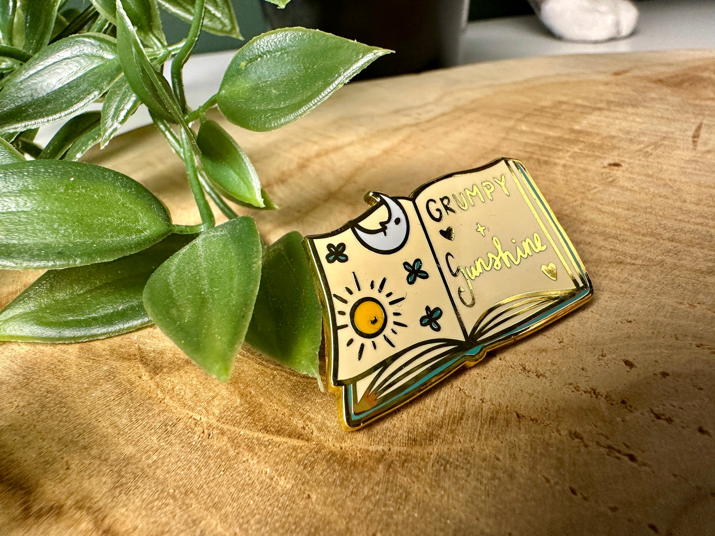 Grumpy + Sunshine Romance Trope Enamel Pin