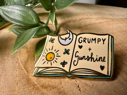 Grumpy + Sunshine Romance Trope Enamel Pin