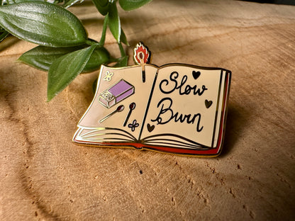 Slow Burn Romance Trope Enamel Pin