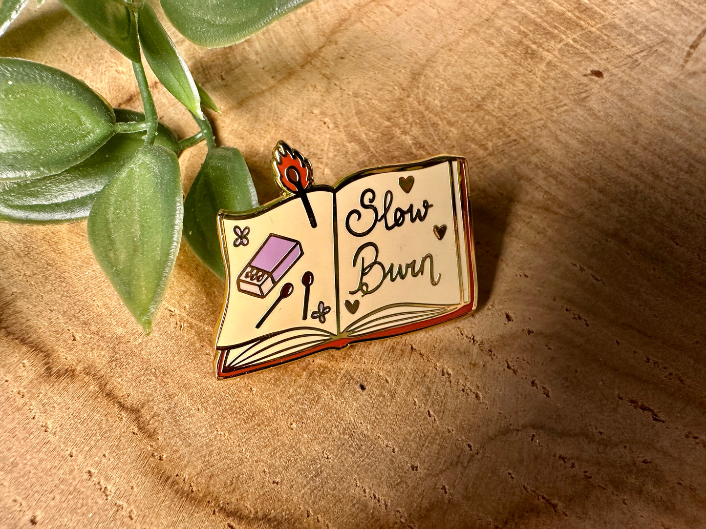 Slow Burn Romance Trope Enamel Pin