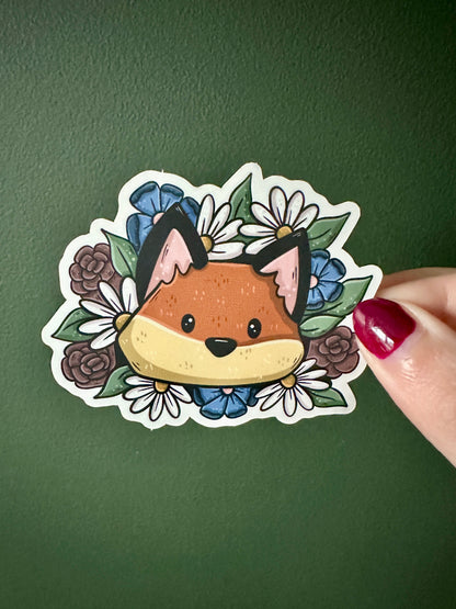 Autocollant Fox & Flowers Die Cut