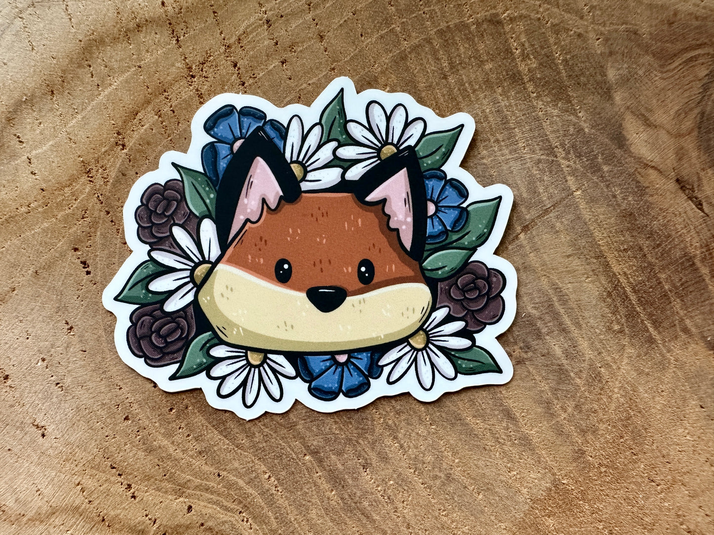 Autocollant Fox & Flowers Die Cut