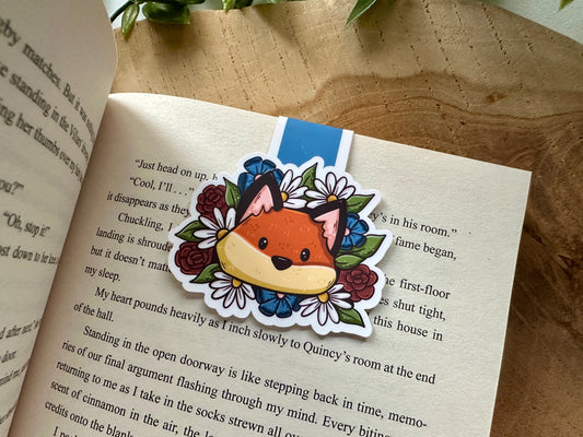 Fox & Flowers Magnetic Bookmark