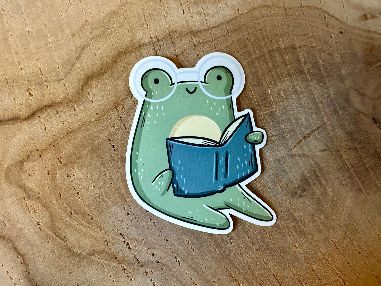 Froggie Reading Troquelado Pegatina